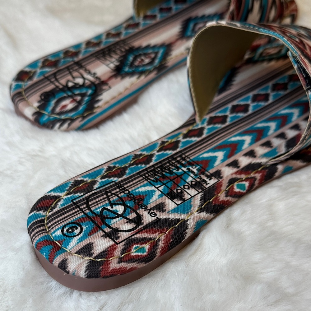 Multicolor Aztec Pattern Sandals - image 3
